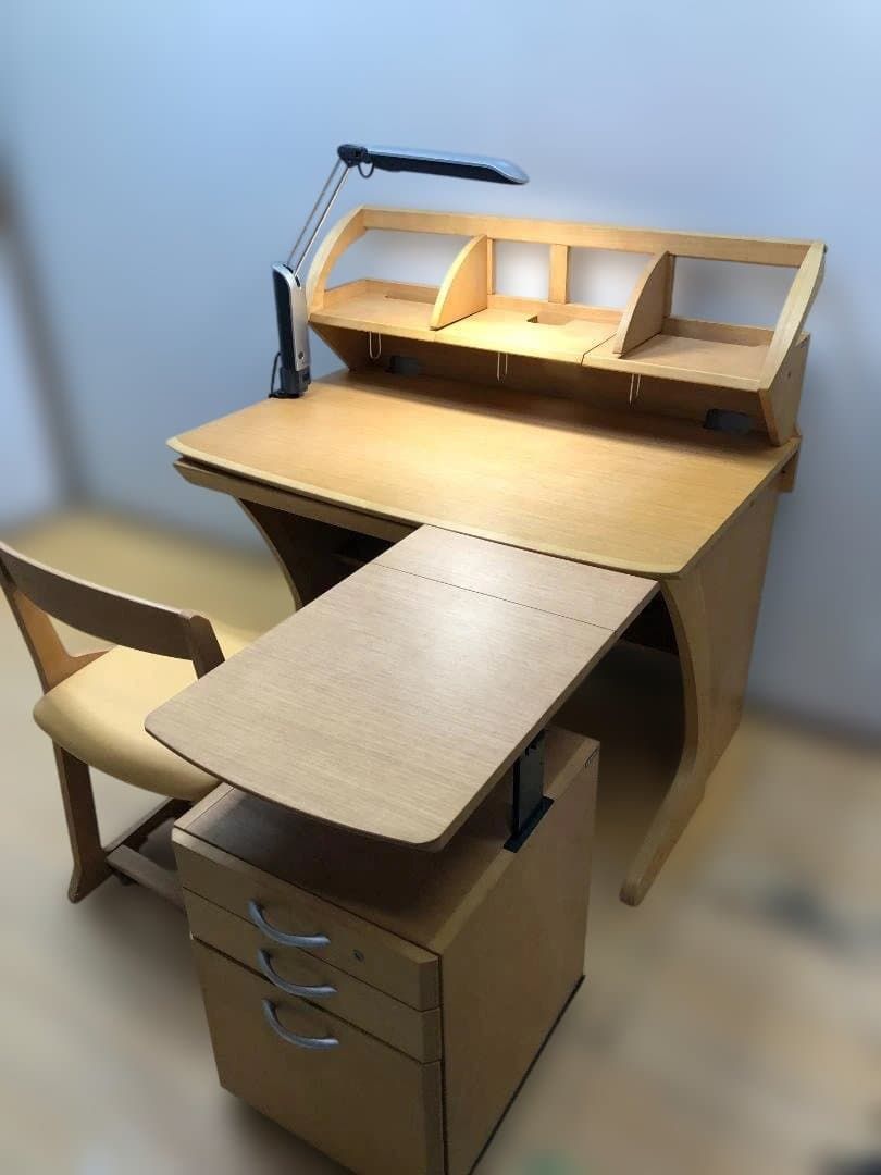 カリモク ボナシェルタ karimoku 学習机4点セット デスク チェア ワゴン ライト付 ナチュラル 学習デスク 勉強机 子供部屋 北欧風 収納付き リビング学習 家具 88321 1 010