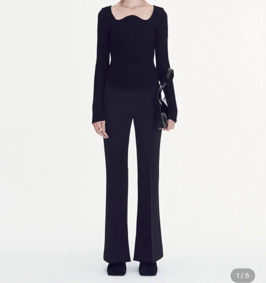 レクト ダブル フェイス フ スラックス ブラック