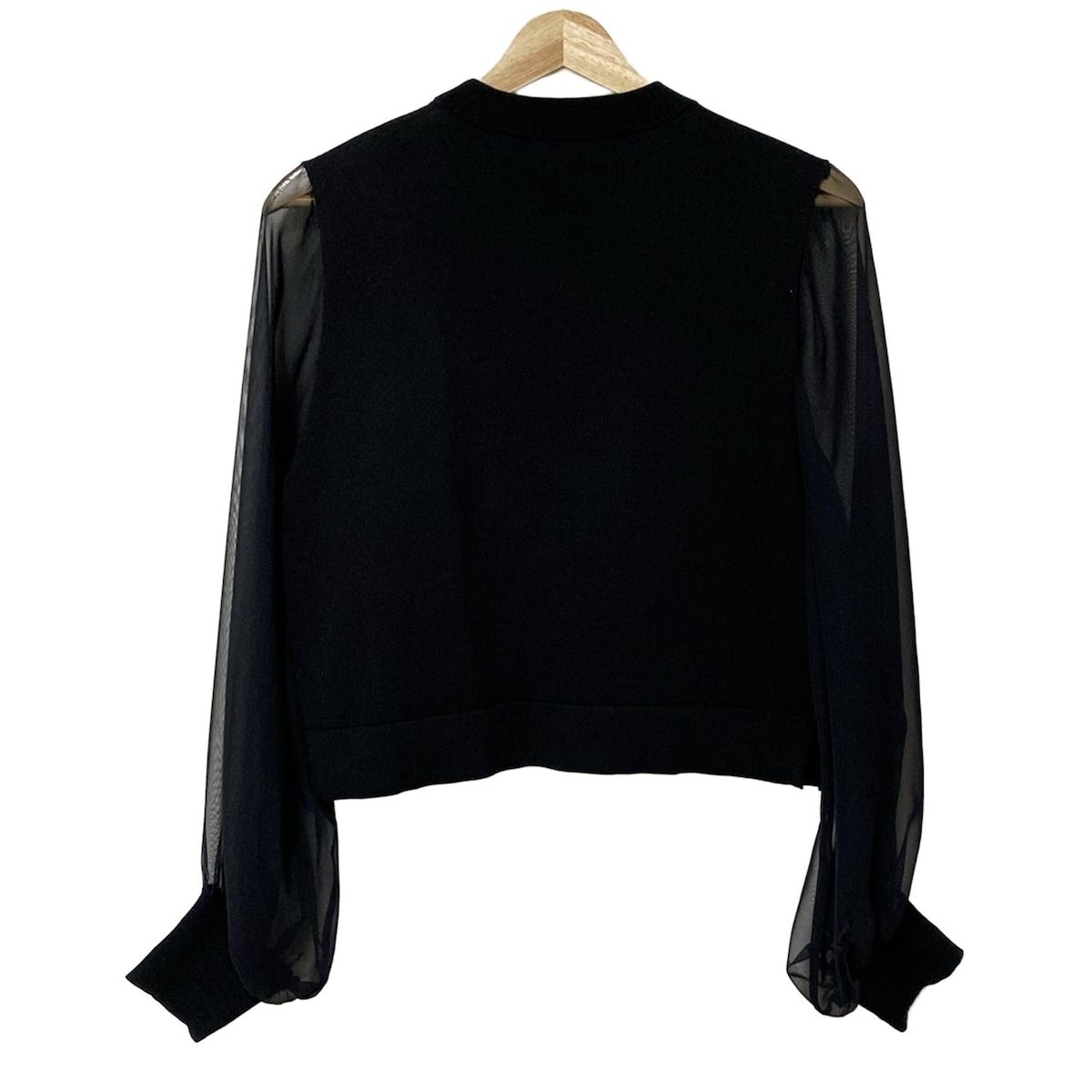 HYKE ハイク 長袖カットソー サイズ1 S レディース - 黒 クルーネック 袖シースルー