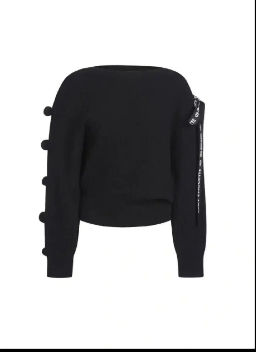 LUCKY CHOUETTE ブラックニット ポンポン 段々 装飾