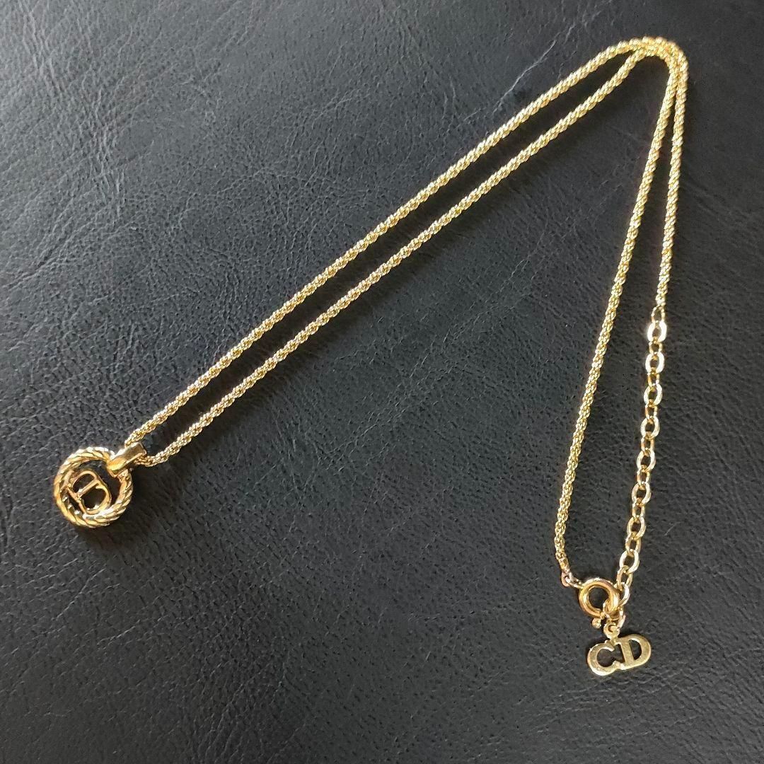 【極美品】ディオール　ヴィンテージ　サークル　ロゴ　ネックレス　ゴールド Christian Dior ディオール ヴィンテージサークルロゴネックレス