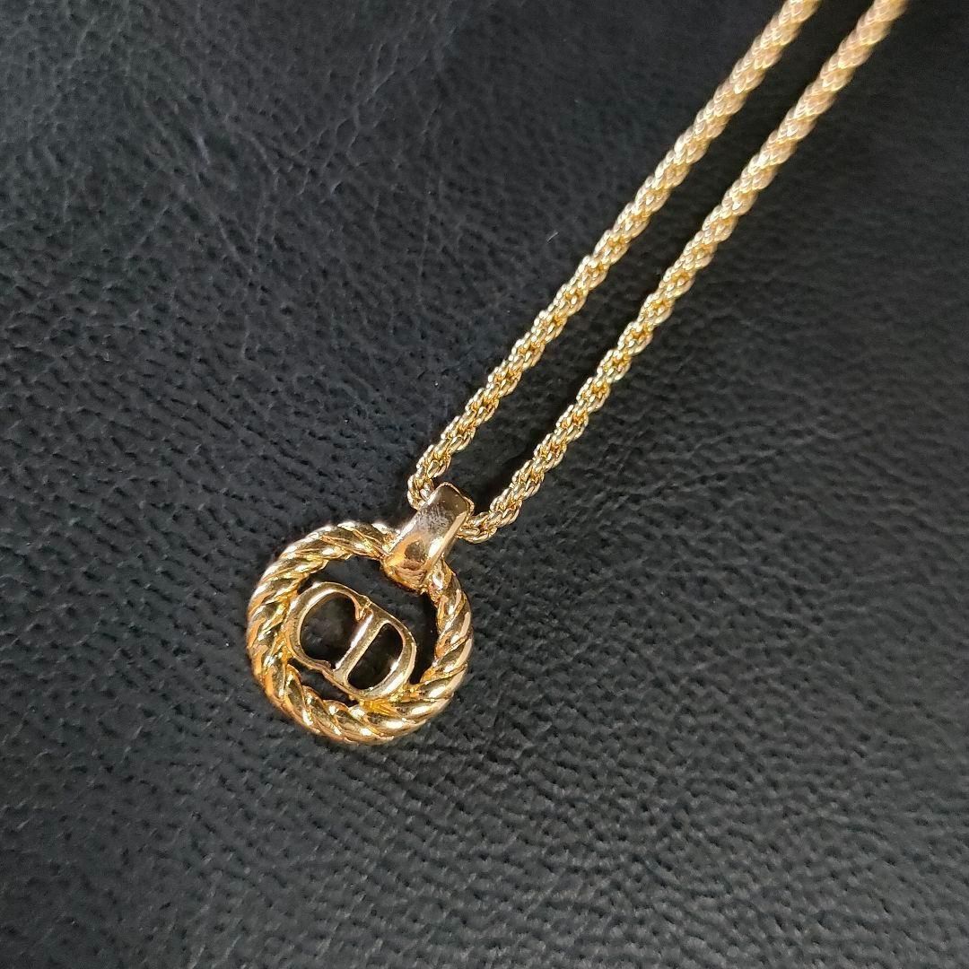 【極美品】ディオール　ヴィンテージ　サークル　ロゴ　ネックレス　ゴールド Christian Dior ディオール ヴィンテージサークルロゴネックレス