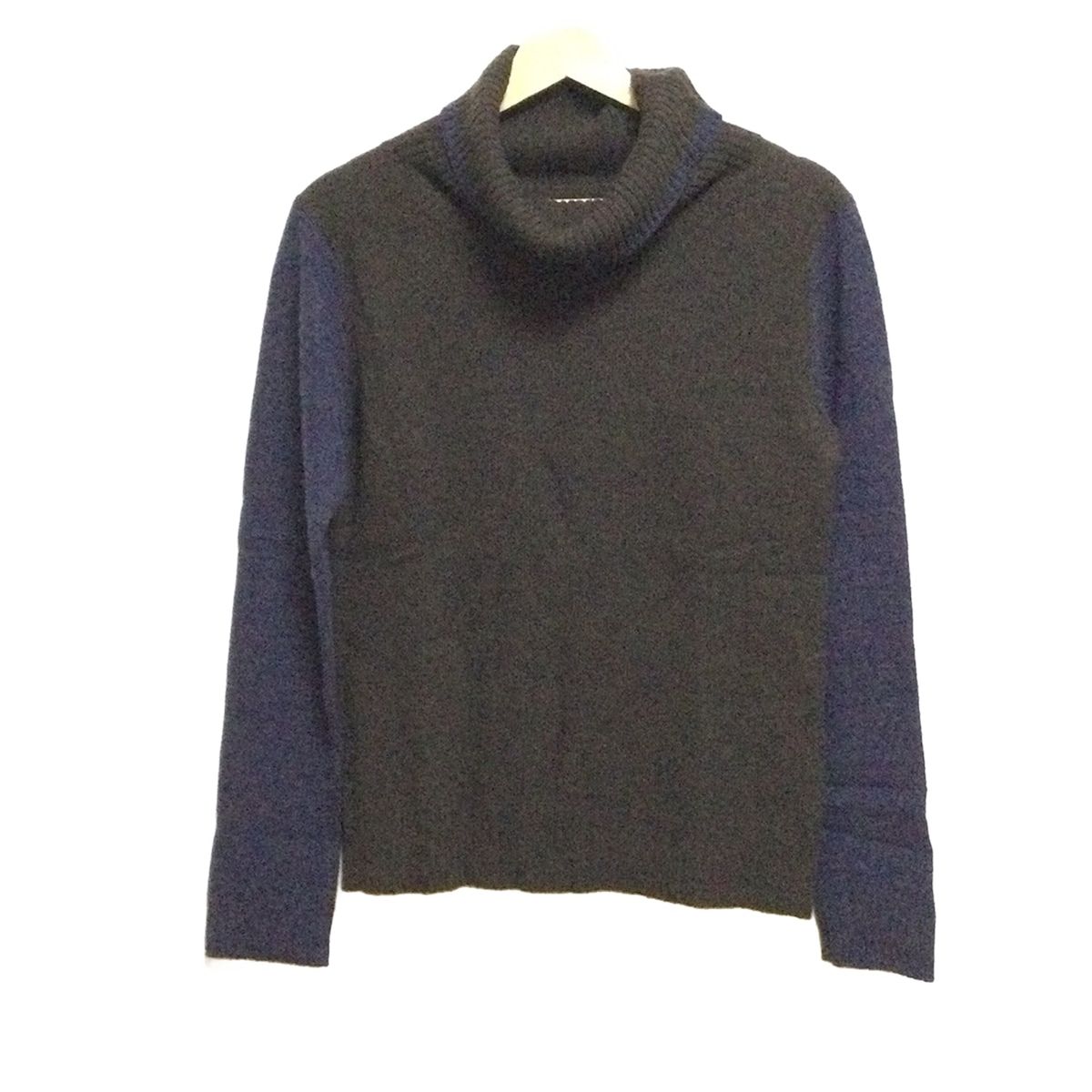 yohjiyamamoto ヨウジヤマモト 長袖セーター サイズ2 M レディース - ダークブラウン×ネイビー タートルネック NOIR