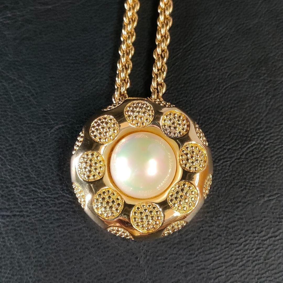 Dior ディオール ネックレス ラウンド ゴールド パール ドット