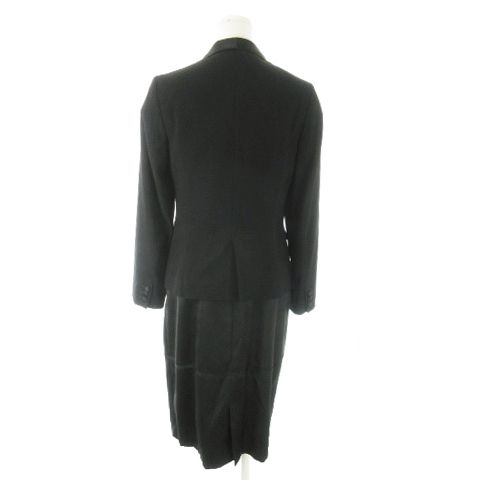 ピールスローリー PEELSLOWLY セットアップ 2点セット テーラードジャケット ワンピース 切替 サテン フォーマル 38 M 黒 ブラック AO10 GY11