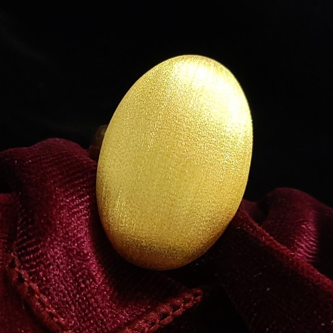 高見え 24金 K 24 縦長 オーバル 艶消し デザイン リング ゴールド