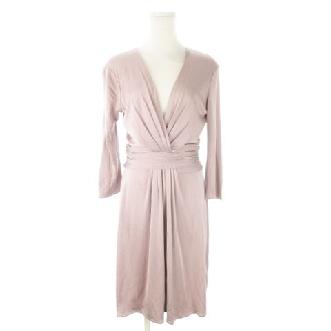 イッサロンドン ISSA LONDON シルクワンピース ひざ丈 深Vネック 長袖