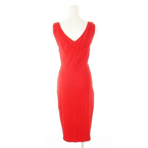 ダイアンフォンファステンバーグ DIANE von FURSTENBERG ワンピース ひざ丈 Vネック ノースリーブ ジャージー素材 ストレッチ タック 2 M 赤 レッド CK22 GY99