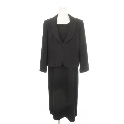 リリーバーン LILYBURN 東京ソワール ブラック フォーマル セットアップ 2点 セット ジャケット 総裏地 ロング ワンピース リボン付き 大きいサイズ 17 黒 ブラック MN5 GY99