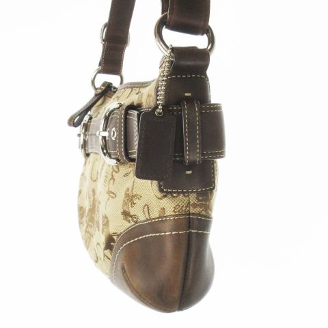 コーチ COACH ショルダーバッグ キャンバス レザー 革 ロゴ バックル 茶 ブラウン F14442 CK22 GY18