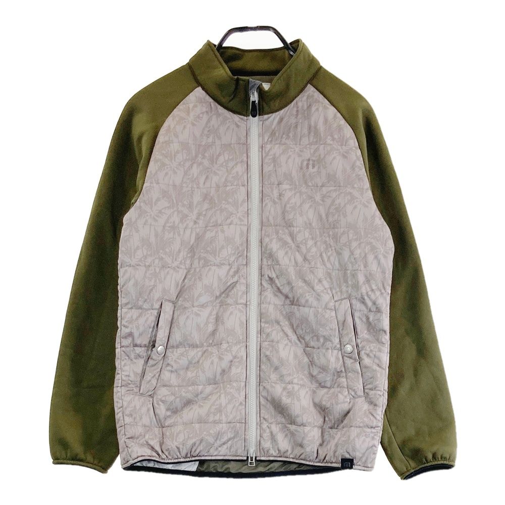 サイズ M TRAVIS MATHEW トラビスマシュー 中綿切替 袖裏ボア ジップジャケット ヤシの木 総柄 カーキ系 240101395771 ゴルフウェア メンズ ストスト