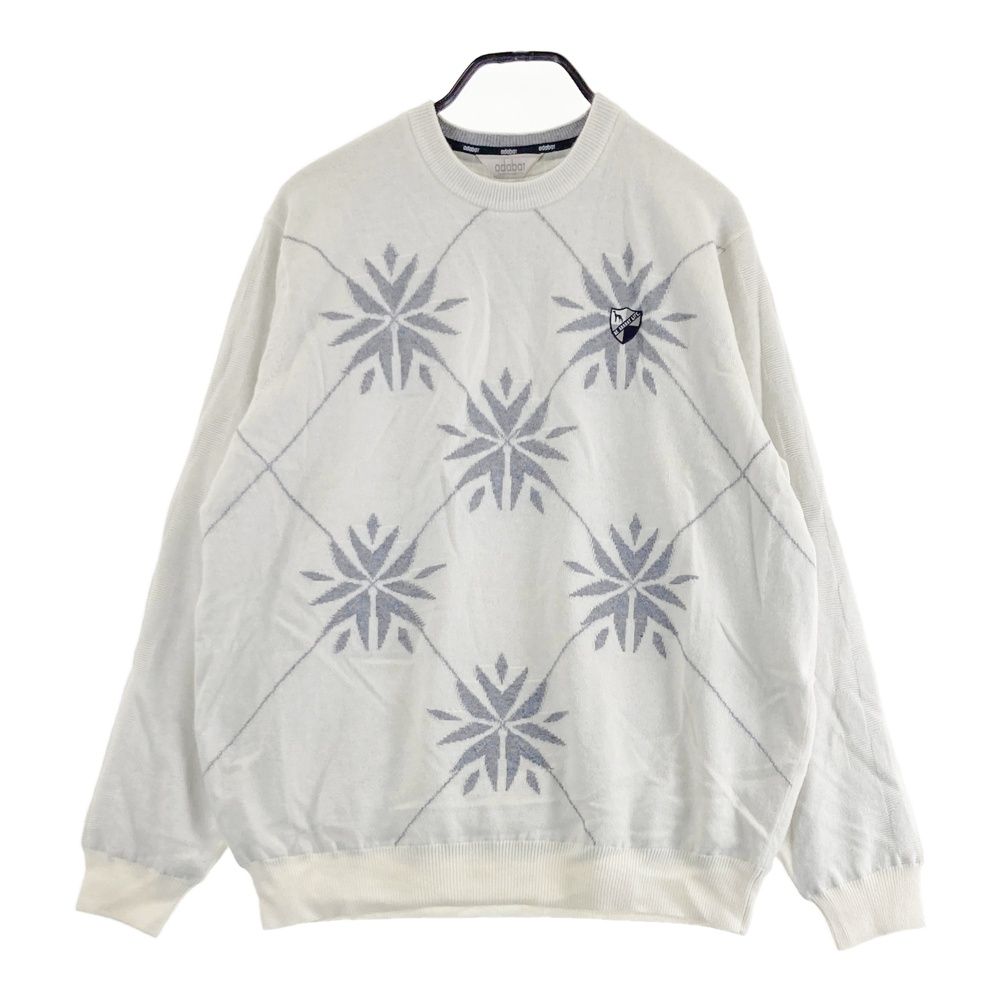 サイズ 48 ADABAT アダバット 蓄熱 ニットセーター 総柄 ホワイト系 240101400723 ゴルフウェア メンズ ストスト