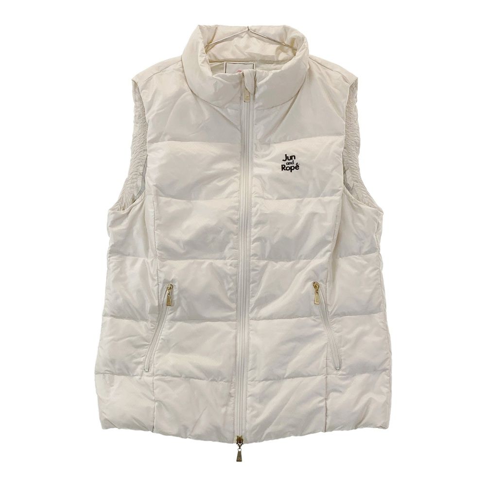 サイズ L JUN-ROPE ジュン アンド ロペ ダウンジップベスト ドット柄 ホワイト系 240101406737 ゴルフウェア レディース ストスト