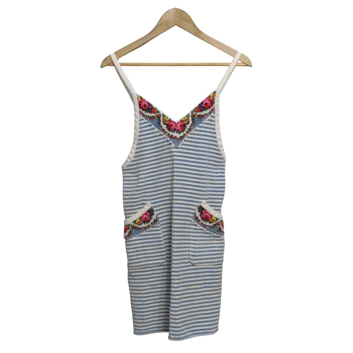 FEILER フェイラー ワンピース ユニセックス - 白×ブルー×マルチ エプロン ボーダー 花柄