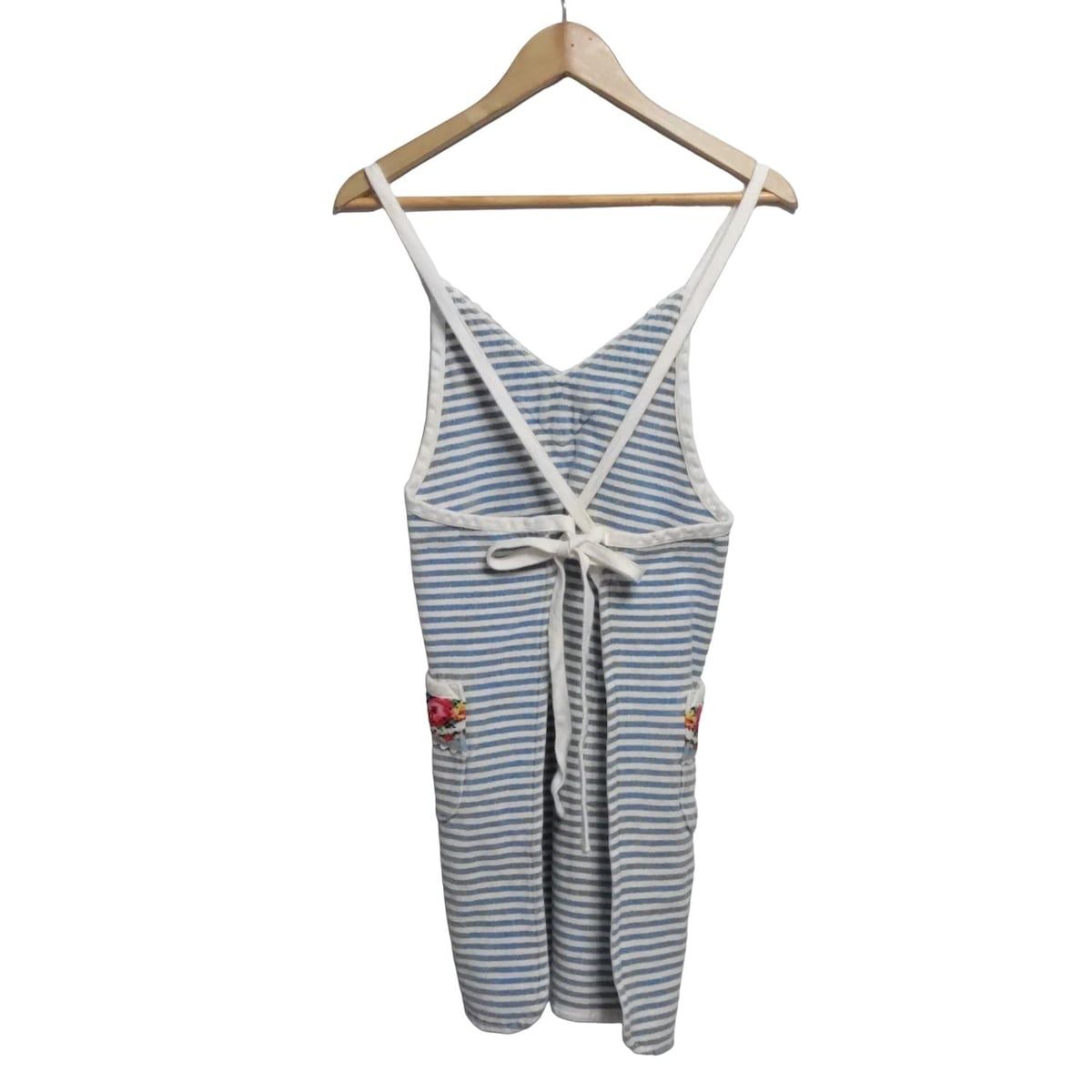 FEILER フェイラー ワンピース ユニセックス - 白×ブルー×マルチ エプロン ボーダー 花柄