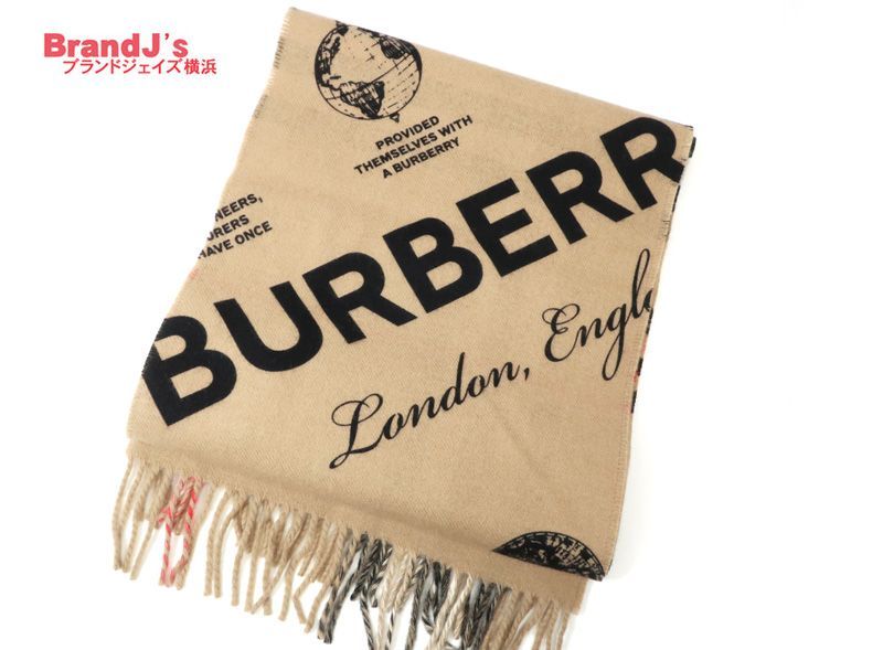 バーバリー マフラー ロング ノバチェック ロゴ リバーシブル ベージュ BURBERRY 34390