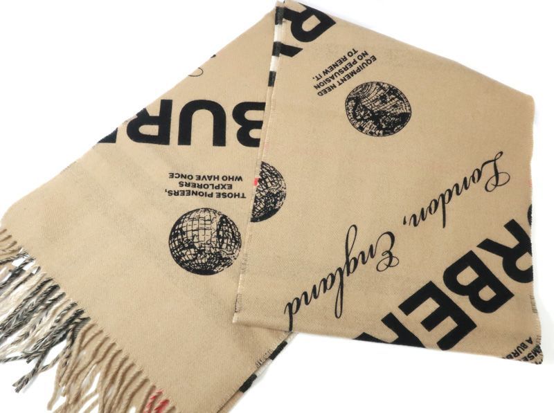 バーバリー マフラー ロング ノバチェック ロゴ リバーシブル ベージュ 34390