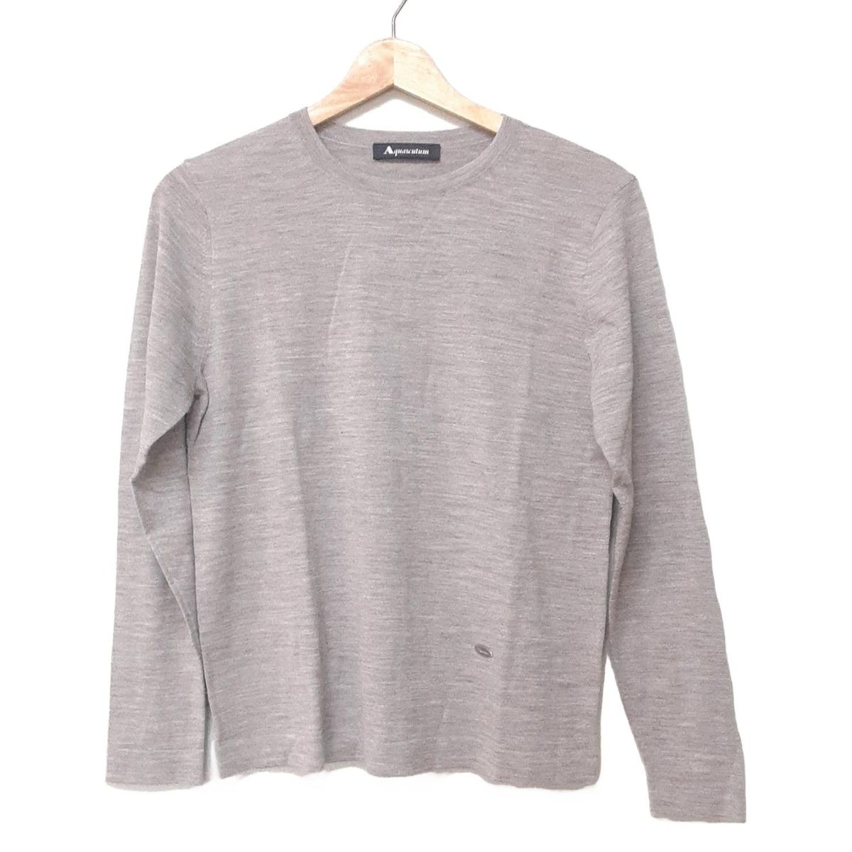 Aquascutum アクアスキュータム 長袖セーター サイズ8 M レディース - グレー クルーネック