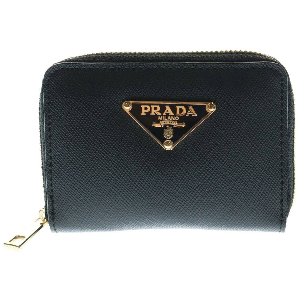 PRADA プラダ 三角ロゴプレート ジップコインケース 名刺入れ ブラック