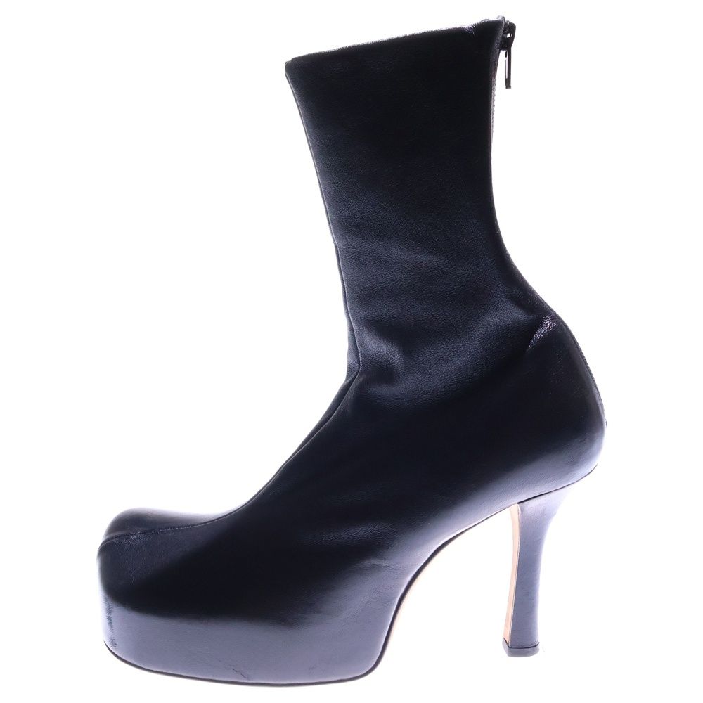 BOTTEGA VENETA (ボッテガヴェネタ) 22AW スクエアトゥ サイドジップ レザー ヒール ブーツ ブラック