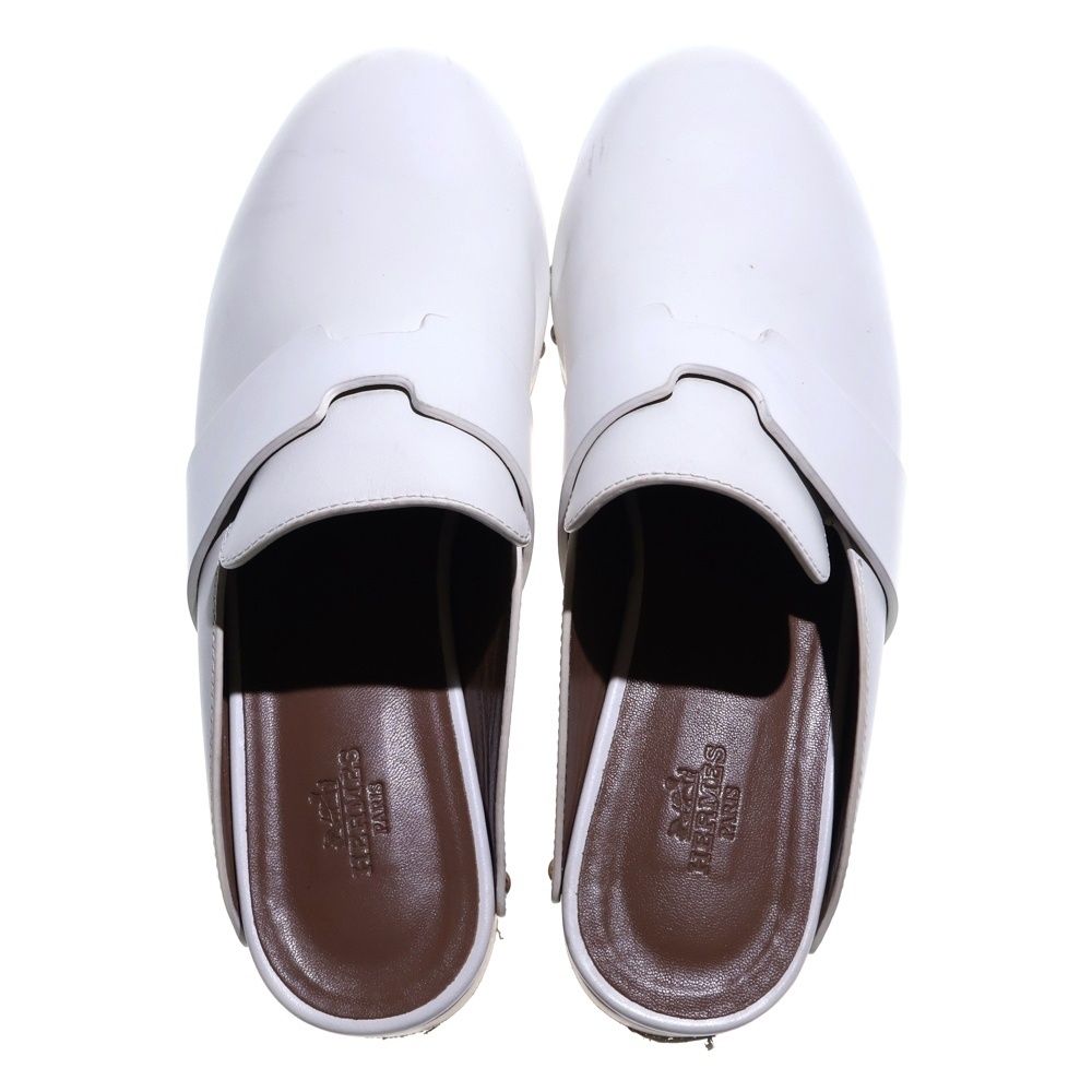 HERMES (エルメス) カリャ レザー サボ サンダル ミュール ホワイト