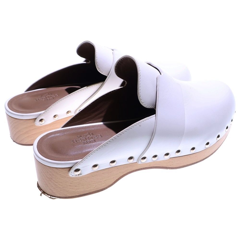 HERMES (エルメス) カリャ レザー サボ サンダル ミュール ホワイト