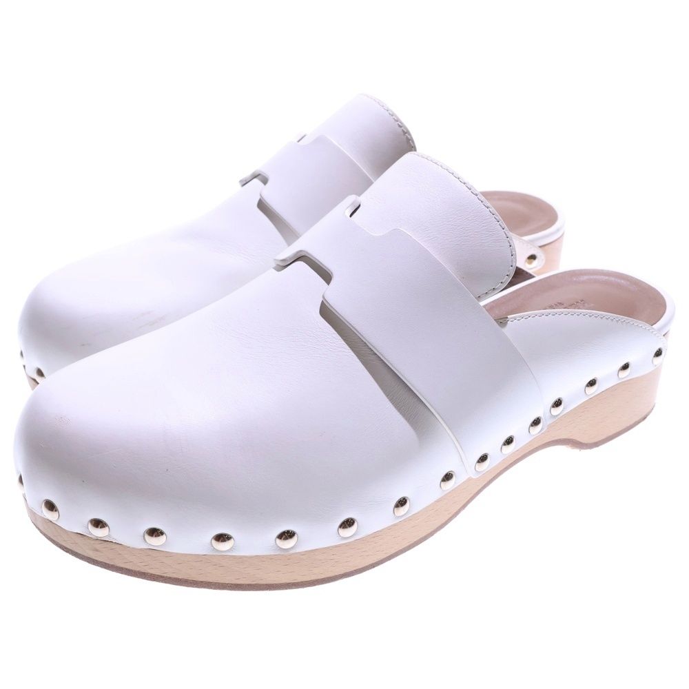 HERMES (エルメス) カリャ レザー サボ サンダル ミュール ホワイト