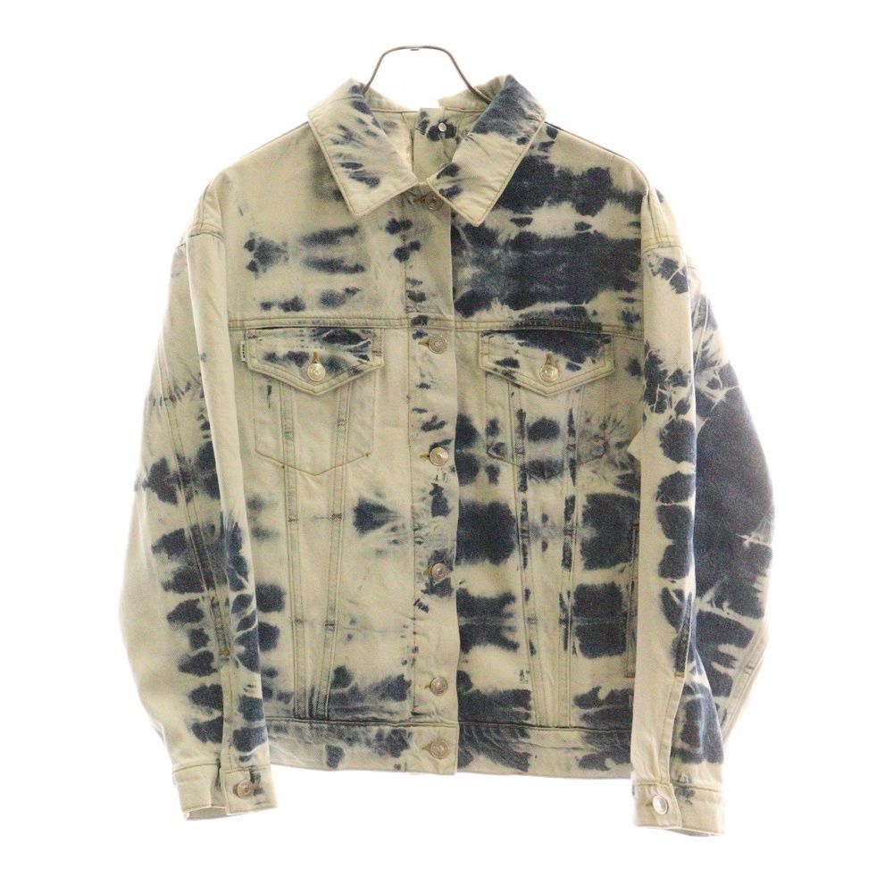 MSGM エムエスジーエム セットアップ ロゴ刺繍 ハイブリーチ加工 レザーパッチ 変形デニムトラッカージャケット テーパード デニムパンツ レディース 2841MDH49L 2841MDP51LX