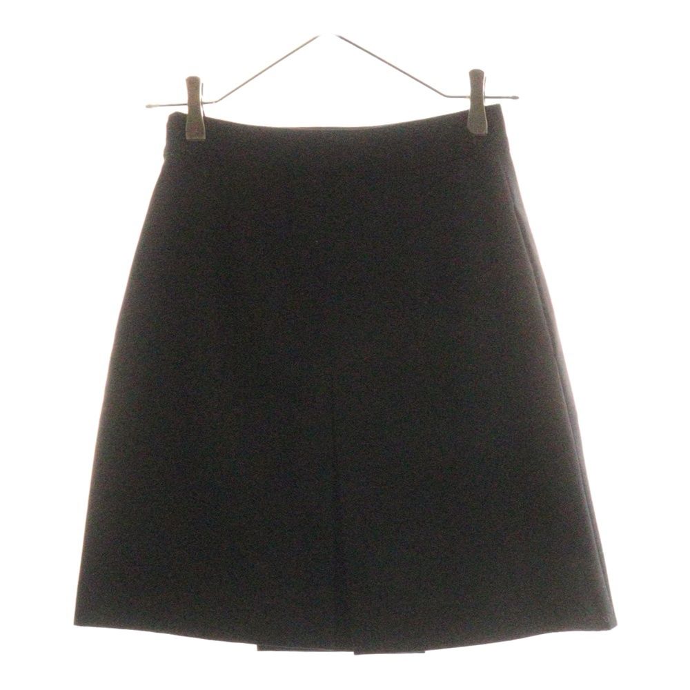 CELINE セリーヌ エディ期 チェーン 馬車チャーム ウール タック プリーツ ミニスカート ゴールド金具 ブラック レディース 2J231445K