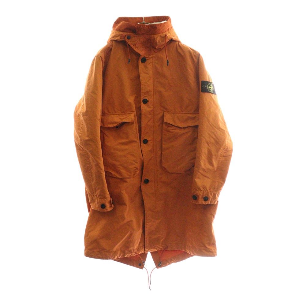 STONE ISLAND ストーンアイランド 19AW ウールライナー付き ムートンフード着脱可 2WAY ナイロン ロングコート オレンジ 711570449-A