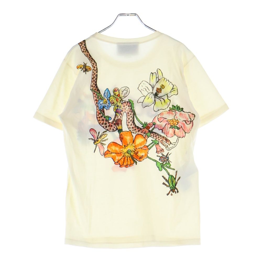 GUCCI グッチ ヴィンテージロゴ スネーク フラワー プリント クルーネック 半袖Tシャツ カットソー イエロー 492347