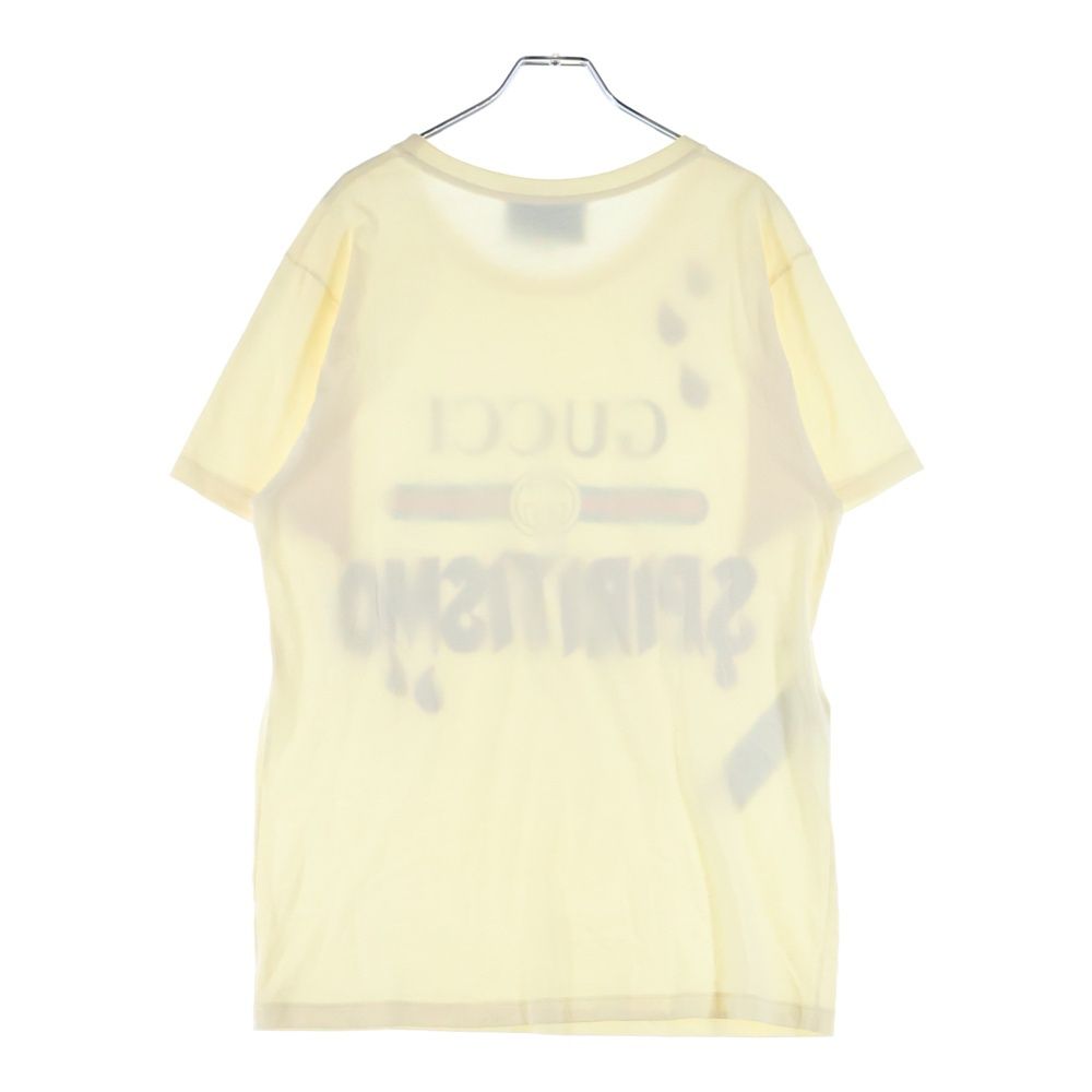 GUCCI グッチ SPIRITISMO ビーズ刺繍 ヴィンテージロゴプリント クルーネック 半袖Tシャツ カットソー イエロー 492347