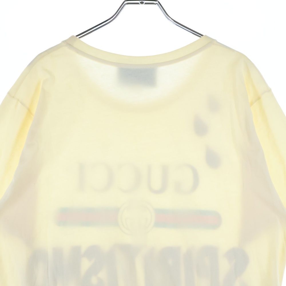  GUCCI グッチ ビーズ刺繍 ヴィンテージロゴプリント クルーネック 半袖Tシャツ カットソー イエロー 492347 半袖(Tシャツ) Tシャツ カットソー
