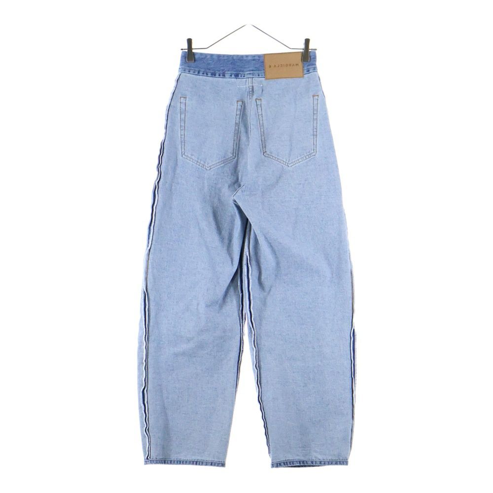 MM6 Maison Margiela エムエムシックスメゾンマルジェラ 21AW インサイドアウト ウォッシュ加工 ワイドデニムパンツ インディゴ レディース S62LB0066 S30783