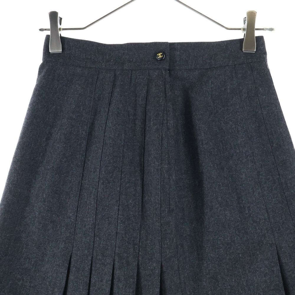 CHANEL (シャネル) ココマークボタン ウール プリーツ ミニスカート