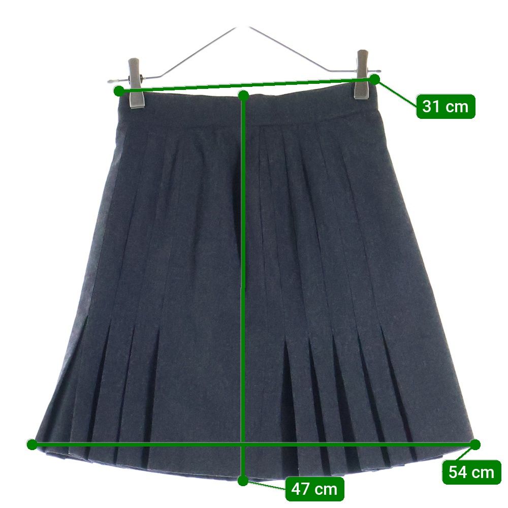 【良品】CHANELシャネルウールスカート　チャコールグレー CHANEL (シャネル) ココマークボタン ウール プリーツ ミニスカート