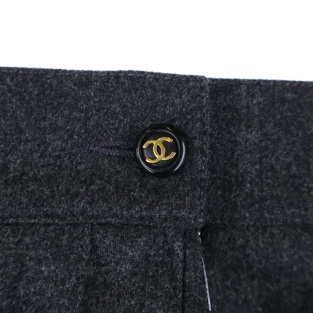 CHANEL (シャネル) ココマークボタン ウール プリーツ ミニスカート