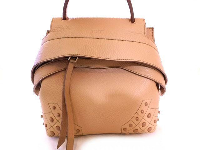 TOD S トッズ ウェーブ ミニバックパック リュック ハンドバッグ ショルダーバッグ 3way レザー ベージュ系 7J ニム100