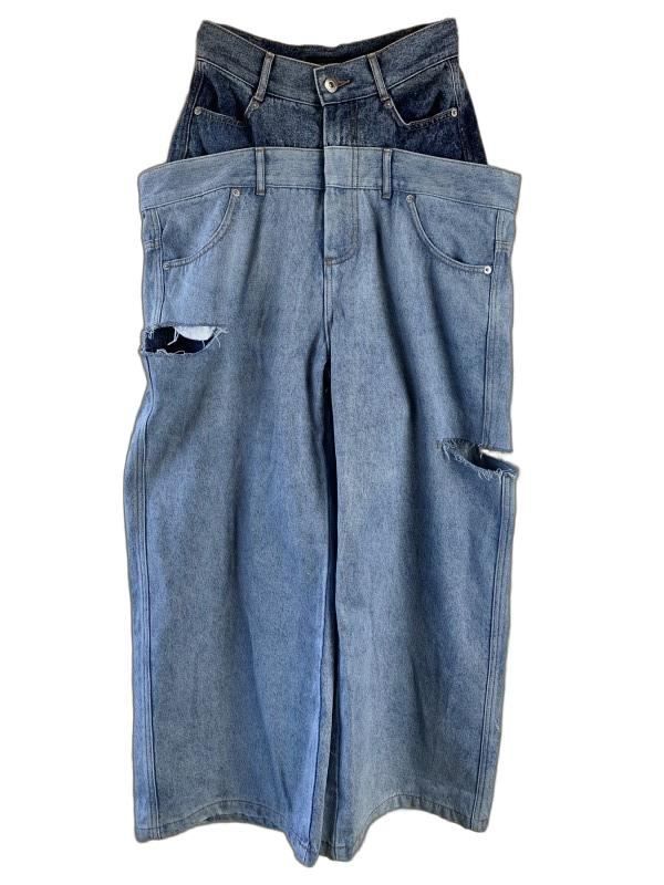 MAISON SPECIAL メゾン Double Waist Baggy Denim Pants ダブルウエストバギーデニム インディゴ 36 44849837