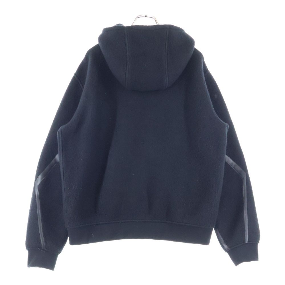 HERMES エルメス 22AW レザーパイピング カシミヤ ジップアップフーデッド ジャケット ブラック