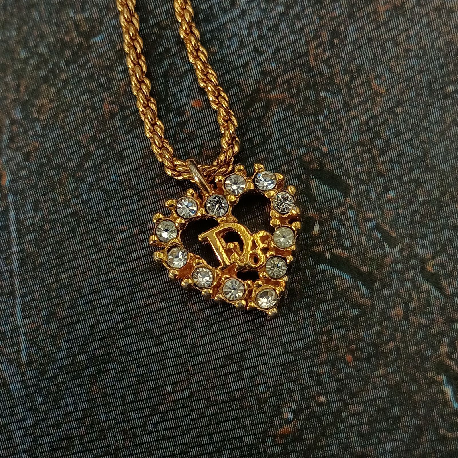 Christian Dior ディオール ハートネックレス ラインストーン ゴールド