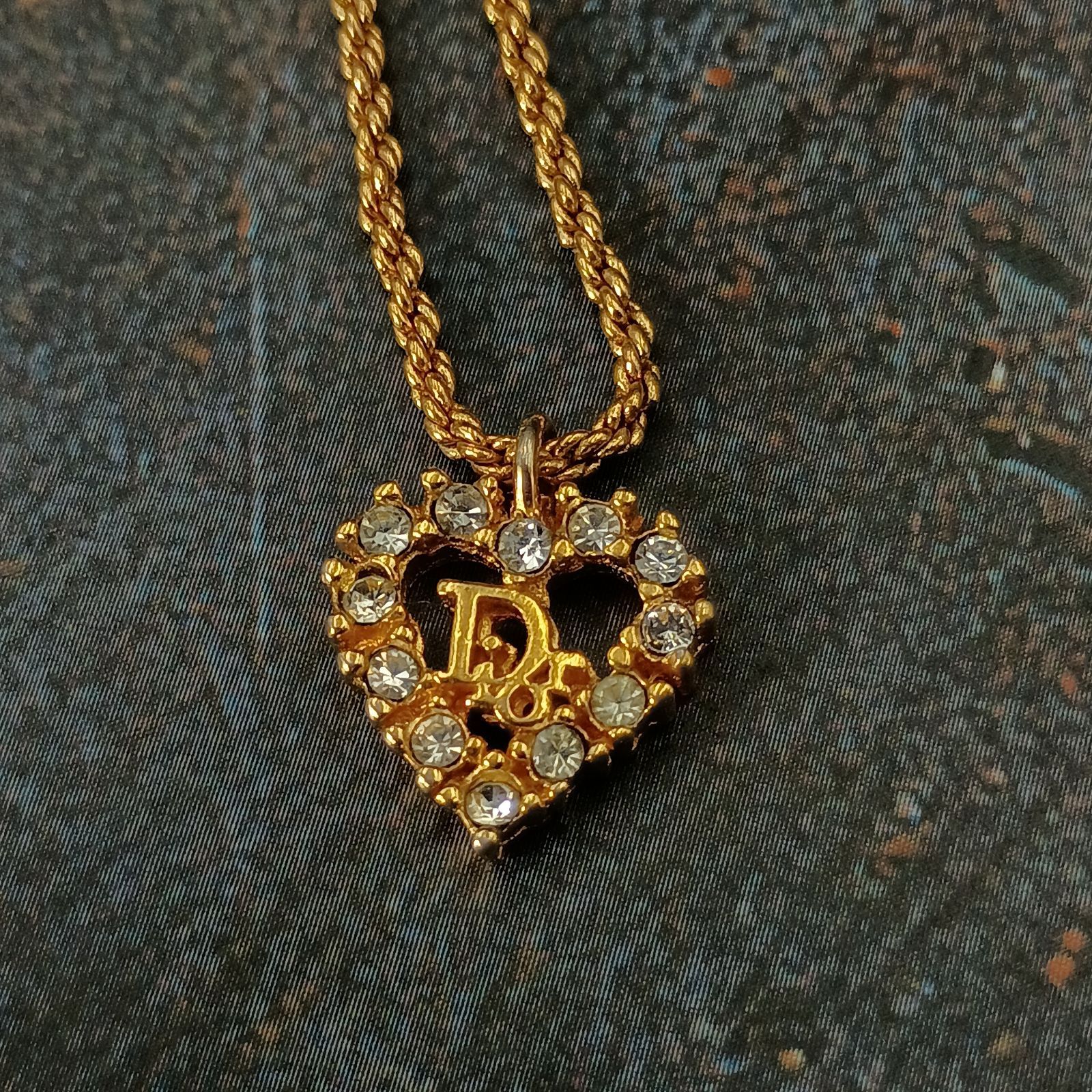 Christian Dior ディオール ハートネックレス ラインストーン ゴールド