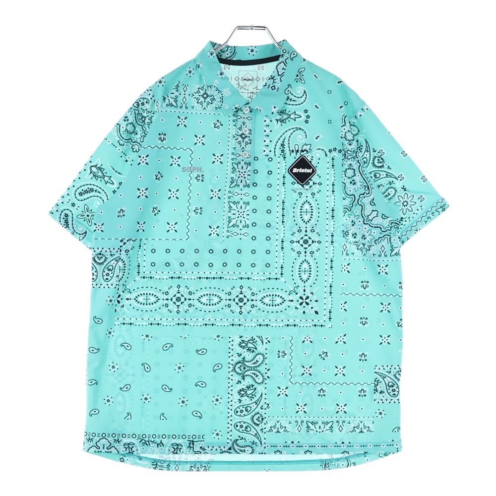 F.C.R.B. F.C.Real Bristol FCRB エフシーアールビー エフシー ルブリストル 胸ロゴワッペン バンダナ総柄 半袖ポロシャツ ライトグリーン FCRB-230036