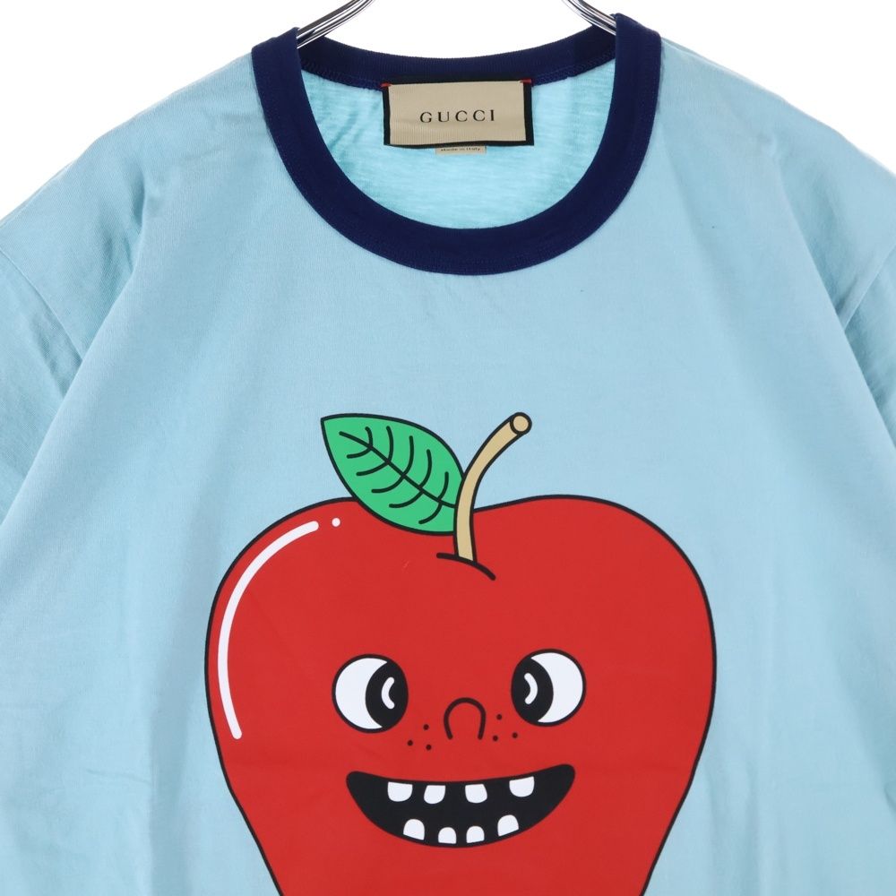 GUCCI リンゴtシャツ サイズS 新品、未着用 GUCCI (グッチ) アップルプリント クルーネック 半袖Tシャツ