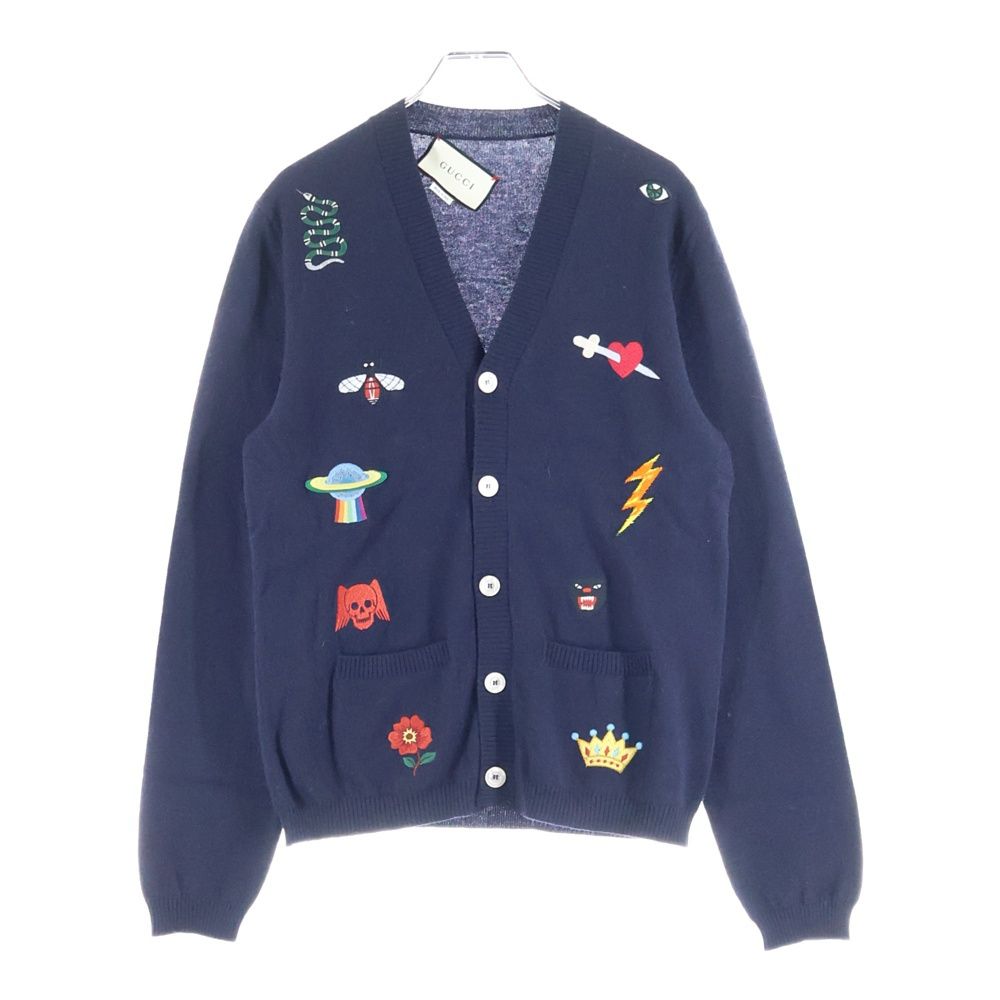 GUCCI (グッチ) エンブロイダリー ロゴ刺繍 長袖ニットカーディガン