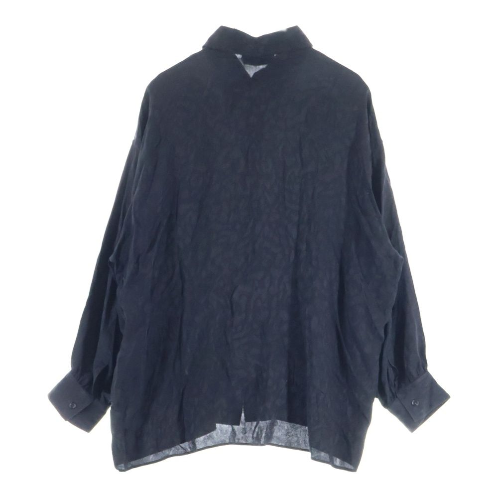 SAINT LAURENT PARIS サンローランパリ 22SS レオパード総柄 シルク ロングスリーブ 長袖シャツ ブラック 705698