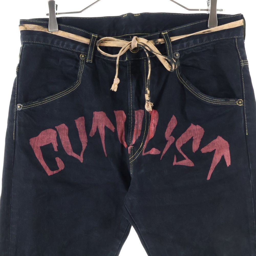 cvtvlist (カタリスト) ロゴプリント ブリーチレースベルト付き デニム