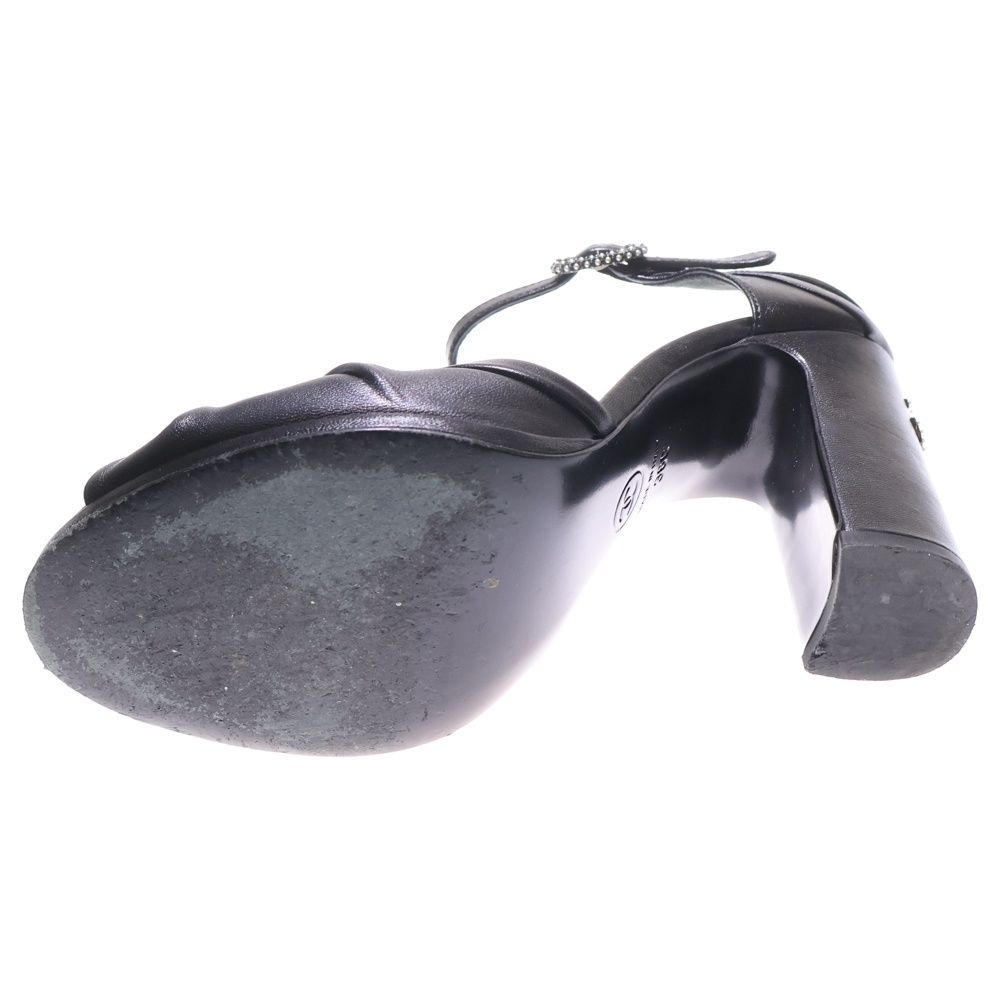  CHANEL シャネル ココマーク パール ラインストーン ラムスキン レザー ヒール ストラップ サンダル シューズ ブラック レディース G 39968 その他 靴