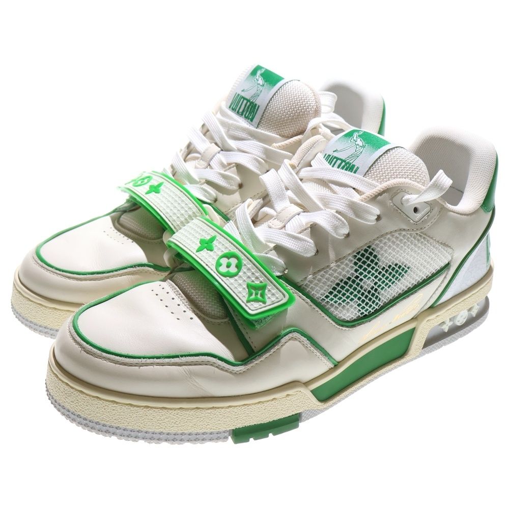 LOUIS VUITTON ルイヴィトン LVトレイナーライン モノグラム メッシュ レザーローカットスニーカー ホワイト グリーン MS0261
