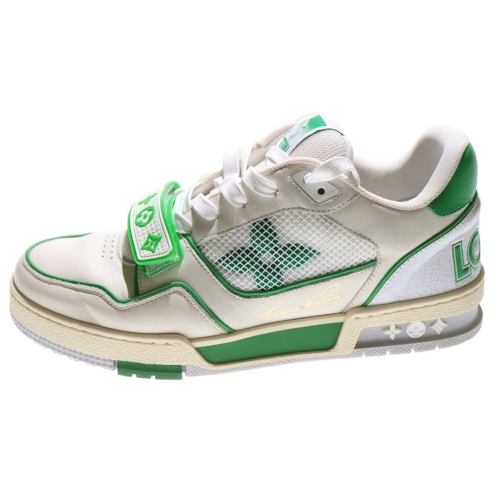 LOUIS VUITTON ルイヴィトン LVトレイナーライン モノグラム メッシュ レザーローカットスニーカー ホワイト グリーン MS0261